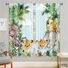 2Pcs Tropical Jungle Animals Curtains Cartoon Giraffe Zebra Elephant Living Room Bedroom Window Decor Curtains Kids Room Style