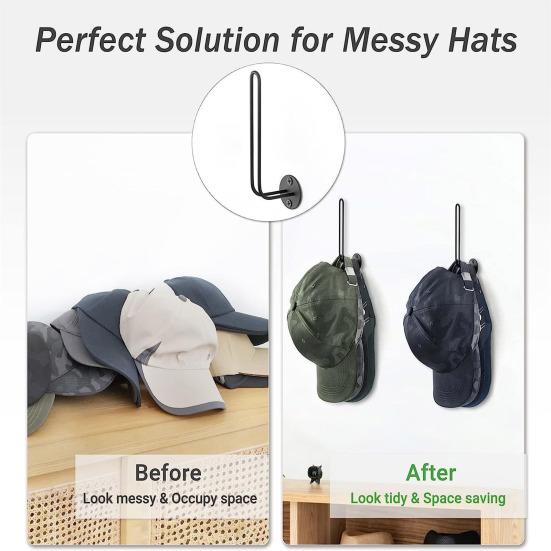 3 шт. Стеллажи для хранения бейсболок. Длинный крючок с перфорацией в стену. Большая несущая способность. Противоскользящая L-образная антикоррозийная подставка для шляп. Брелок. Держатель сумки для зонтика.
