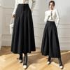 Vintage Winter Woolen Long Skirts For Women Streetwear High Waist Pleated Maxi Skirt Big Swing Folds A-Line Jupe Longues Femme