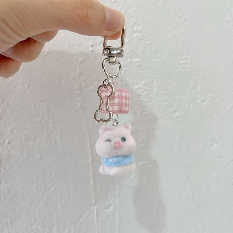 Мультяшный флокированный брелок-подвеска в виде собаки-копилки для женщин, девочек, милая подвеска для сумки, кавайная цепочка для мобильного телефона, подарки
