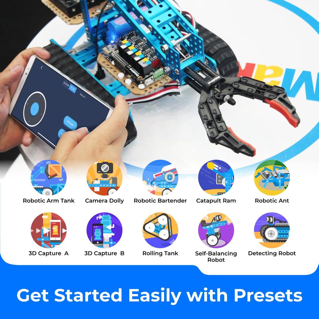Makeblock mBot Ultimate Robotic Arm STEM Education DIY Robot Kit Compatible with Arduino C Python Raspberry Pi Scratch Assembly Robot App Remote