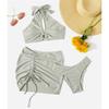 3PCS With Skirt Halter Lace Up Bikini Women Swimwear Female Swimsuit Three-pieces Bikini Set Bather Bathing Suit Swim Lady