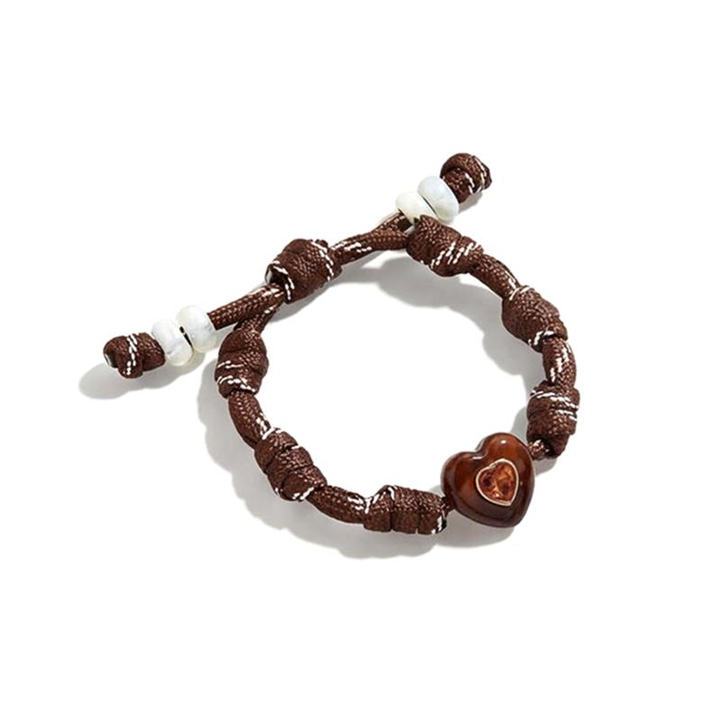 Personalized Heart Dopamine Bracelet Adjustable Drawstring Rope Handmade Contrast Color Hand Rope Fashion Jewelry Gift For Women