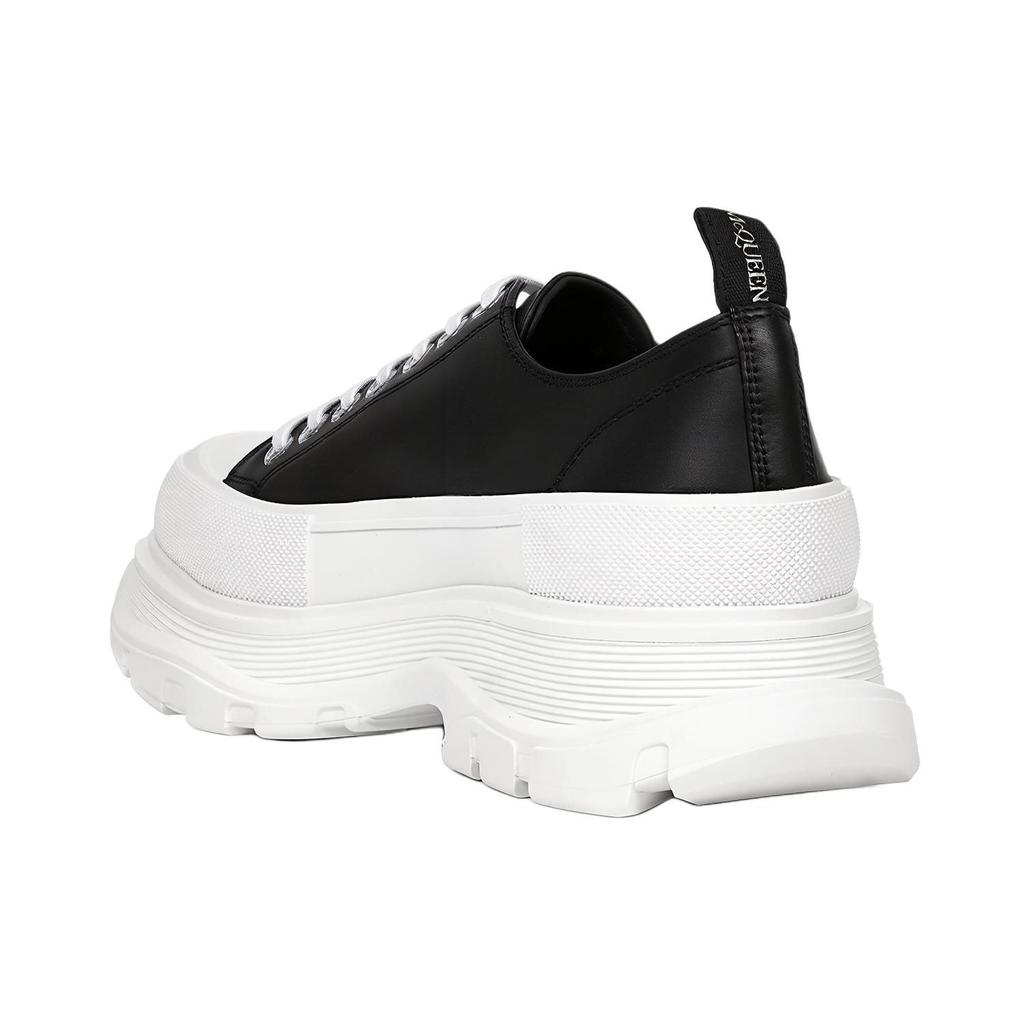 Alexander Mcqueen Кроссовки на шнуровке с гладкой подошвой Черная кожа Белый 627225WHZ621071
