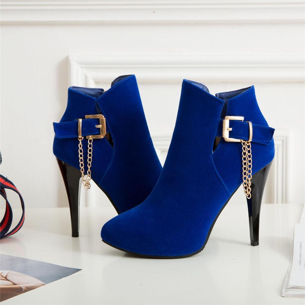 B5/женские короткие сапоги на высоком каблуке, пикантные маленькие однотонные универсальные короткие сапоги на тонком каблуке с острым носком