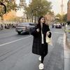 Длинная пуховая хлопковая одежда для женской зимы, новая элегантная с капюшоном, утолщенная, ниже колена, маленькое хлопковое пальто для женщин