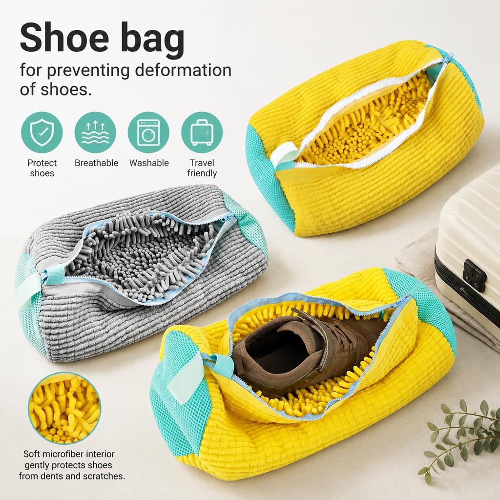 Washing Machine Bag Shoes Machine Laundry Bag Drying Bags with Zipper Closure 161° Surround Cleaning Reusable Durable Machine