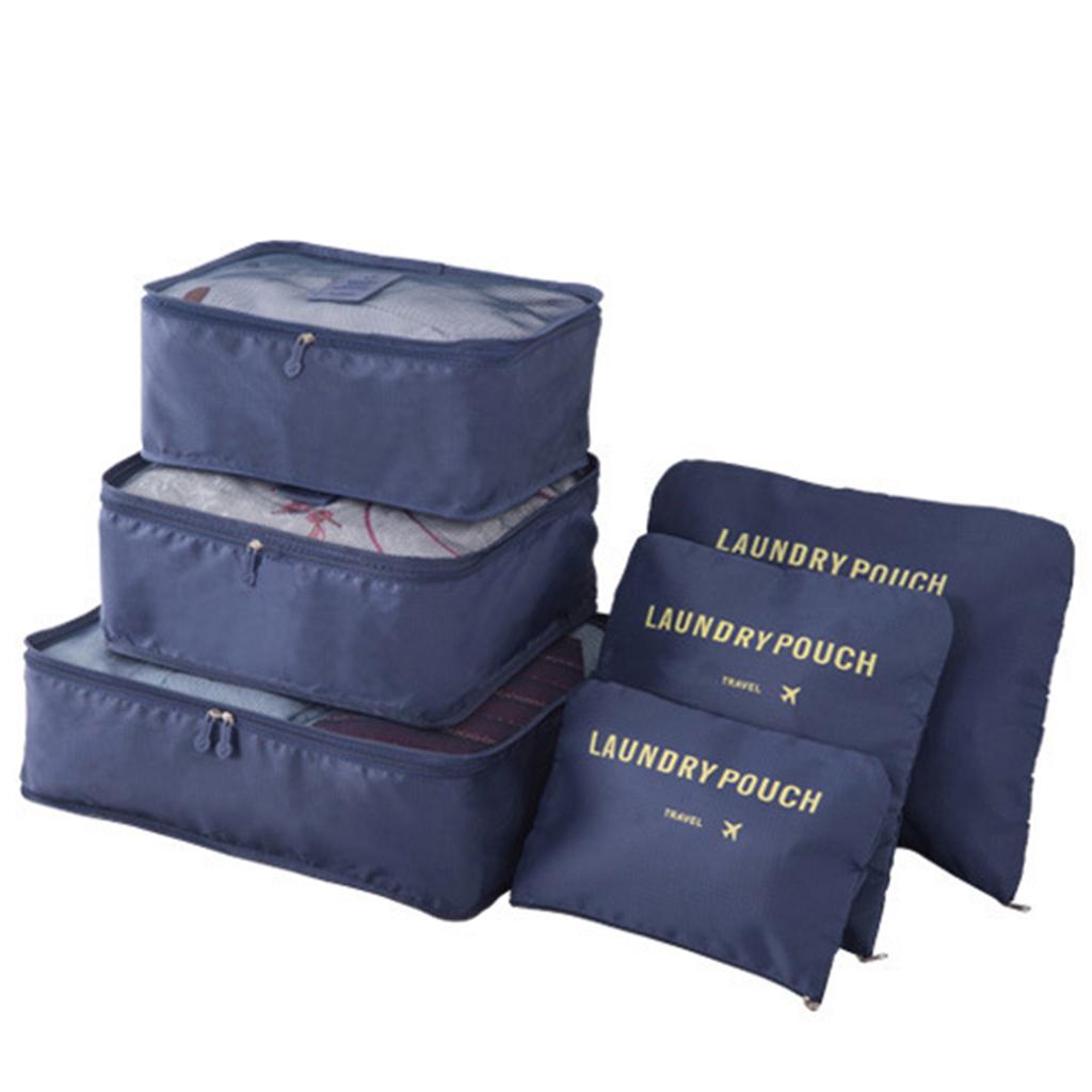 6pcs/Set Travel Luggage Packing Cubes Suitcase Clothes Storage Bag Organiser Foldable Clothing Organizer Shoes Underwear Pouch