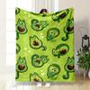 "Avocado Cat Pattern Green Background" Patterned blanket, flannel, suitable for all seasons, home decor, warm and cozy