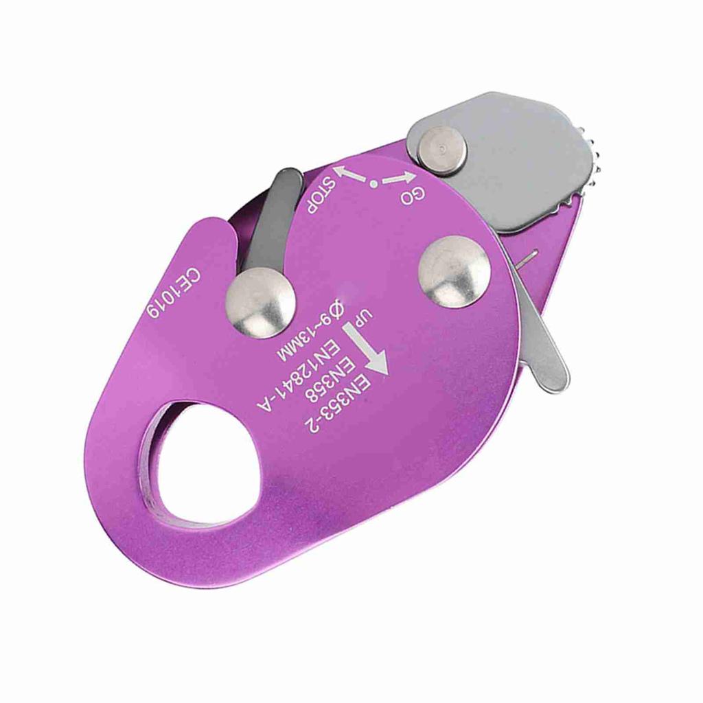 Самоблокирующееся стопорное спусковое устройство для 9-13 мм веревочного зажима Grab Rescue Rappel Ring Climbing Climbing Gear Purple