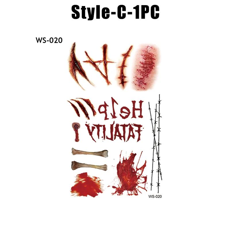 Хэллоуин Водонепроницаемые Временные Наклейки Татуировки Сексуальный Кровавый Макияж Зомби Шрам Татуировка Украшение Рана Ужас Кровь Наклейка