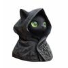 Hooded Cat Statue Resin Mysterious Black Cat Figurine Gothic Tabletop Mini Cat Sculpture Halloween Decoration Gift for Cat Lovers