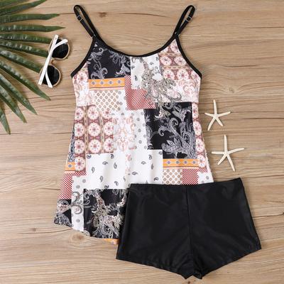 Женский сексуальный облегающий купальник-бикини с принтом на бретелях и разрезом большого размера, двухсекционный,