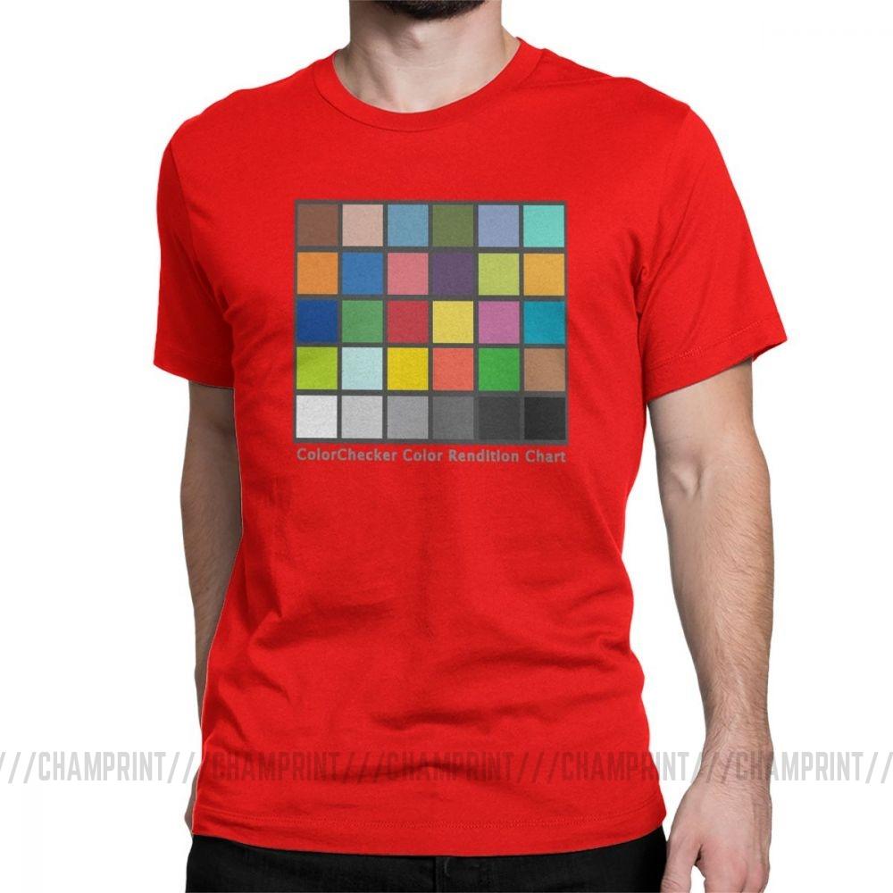 Мужская футболка Color Checker Table Винтажная хлопковая футболка с коротким рукавом Футболка для фотографа Круглая