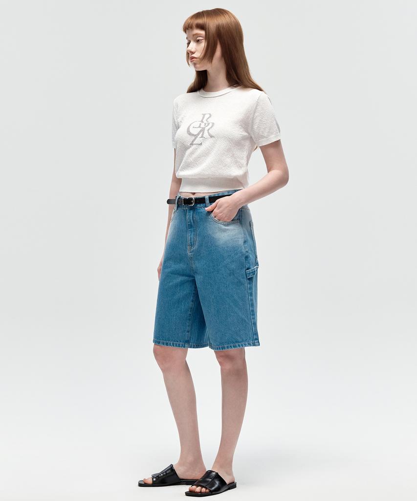 CITYBREEZE Stone Washed Denim Bermuda Pants_Indigo