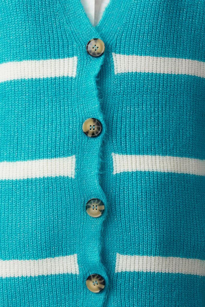 Women's Fashionable Stylish Cardigan Black Wide Fit Soft Textured Striped Knitwear Cardigan