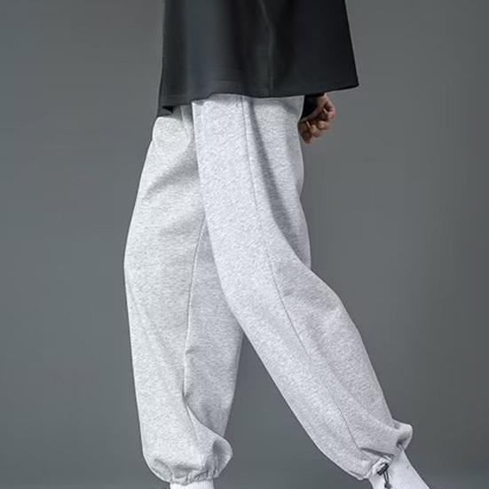 Мужские брюки весна-осень с завязками на талии и эластичным поясом, прямые, широкие, прямые, больших размеров, однотонные, свободные, уличные, спортивные брюки