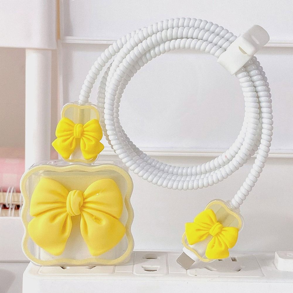 Cute Bow Knot For iPhone Charger Head Cover Cable Protector Case Data Line Cover Plug USB Protector