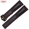 Genuine Leather Strap 22m for Ta-g He-uer F1 Watchband Red Stitches Wristwatches Band Fold Buckle Leather Watch Bracelet