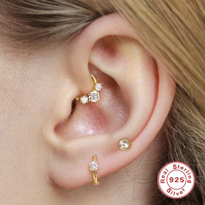 Серьги для пирсинга хряща из стерлингового серебра 925 пробы в стиле хип-хоп, кольца для носа, кольца для губ, серьги, украшения для тела, гипоаллергенные, для женщин и мужчин