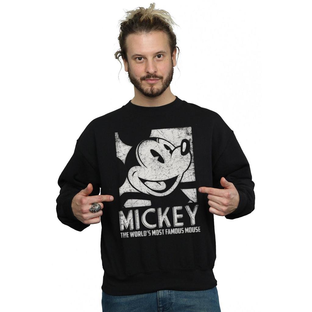 Disney Mens Mickey Mouse Most Famous Sweatshirt