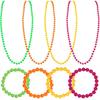 Amosfun Neon Bead Necklace Bracelet Jewelry Set Multicolor Mardi Gras Easter Party Supply Costume Accessory 80s 90s Party Favors 8 Pack
