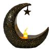 Star Moon Shape Candlestick Candle Lamp EID Ramadan Mubarak Candle Holder Candlestick with LED Light Festive Decoration
