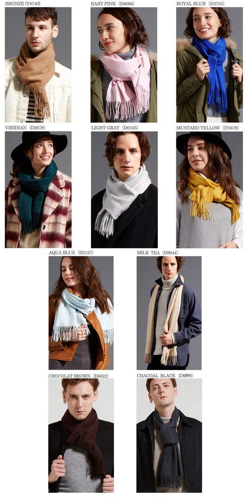 Cashmee 33 Basic Wave Charcoal Gray Scarf, (F2)