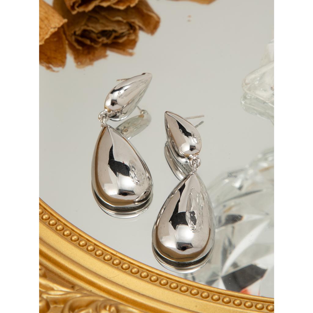 Серьги из латуни с высокой цветостойкостью, французское ретро из настоящего золота 18 карат, простые, легкие, роскошные, универсальные, женские серьги с бахромой в форме капли воды