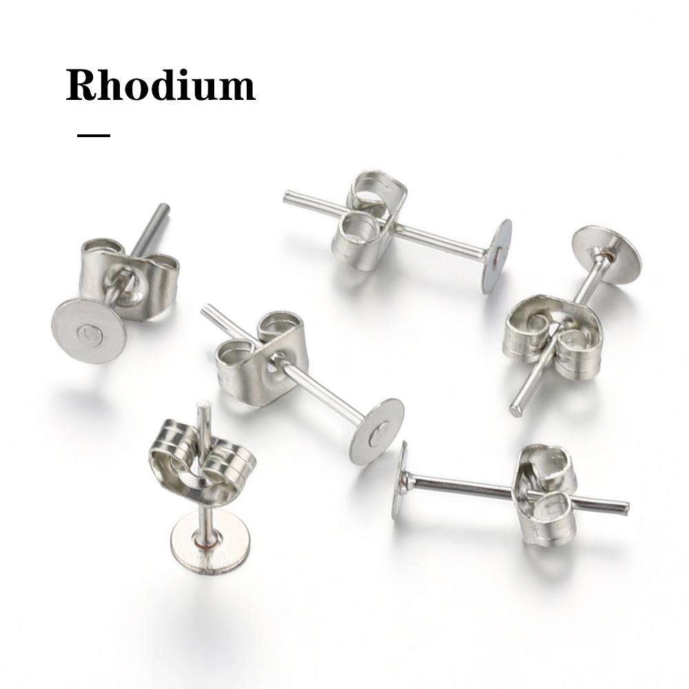 100pcs Stud Earrings Base Blank Post Ear Studs Base Set Pins With Ear Back Earring Plug for DIY Jewelry Making Findings Supplies