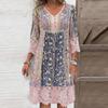 Retro Printed Lace Dress - European & American Women's Spring/Summer 2024 Collection