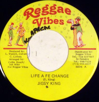 7-дюймовая пластинка JIGSY KING - Life A Fe Change NONE Reggae Vibes Jamaica Регги, Ска и Даб Б/У