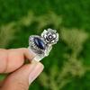 Natural Lapis Lazuli Gemstone Promise Flower Ring Size 8 925 Silver For Girls