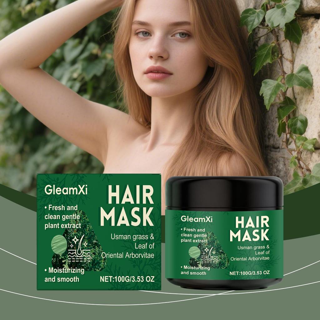 Набор: Натуральный шампунь-брусок Усьма + Маска для волос + Масло для волос, Мыло с травой усьмы для женщин и мужчин, Обращение седины, Утолщение и затемнение волос