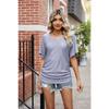 Summer Women's T-shirt with Hollowed Out V-neck Pleated Casual Top