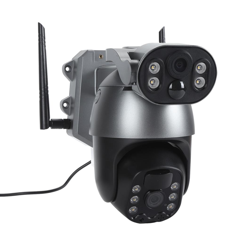 Dual Lens Solar Security Camera 6MP Waterproof Wireless Outdoor PTZ Surveillance Camera with 2 Way Audio Motion Alarm