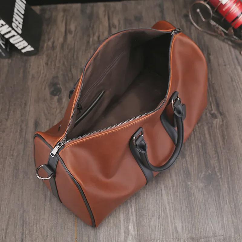 Мужская дорожная сумка через плечо Crazy Horse Leather Retro, большая вместимость