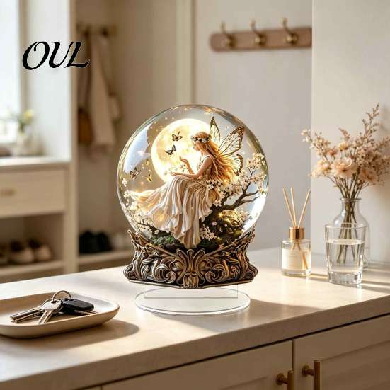 Timeless Window Ornaments Moon Star/Fairy Crystal Ball Ornament, Decorative Acrylic Sphere for Bedroom Living Unique Gift Friends Room Desk