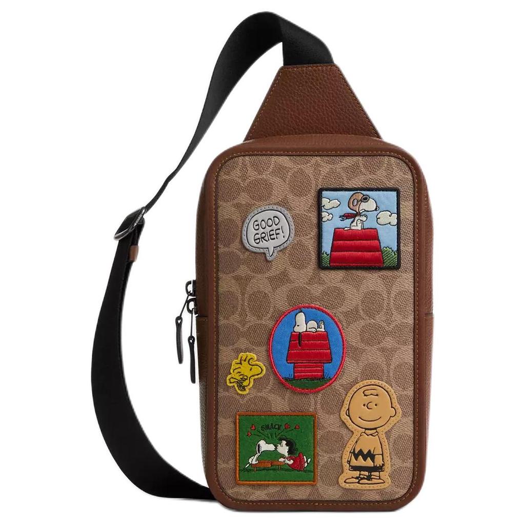 Coach Peanuts Sullivan 27 Pack Signature Patch Smooth Calfskin Chest Bag Large Men Chest Bag Brown CBI43-QBTAM