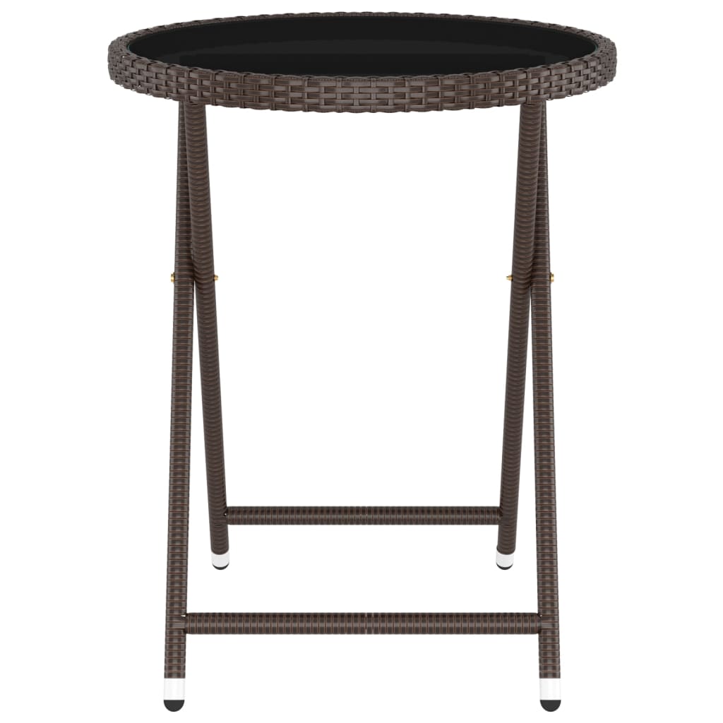 5 Piece Bistro Set Brown Poly Rattan and Tempered Glass