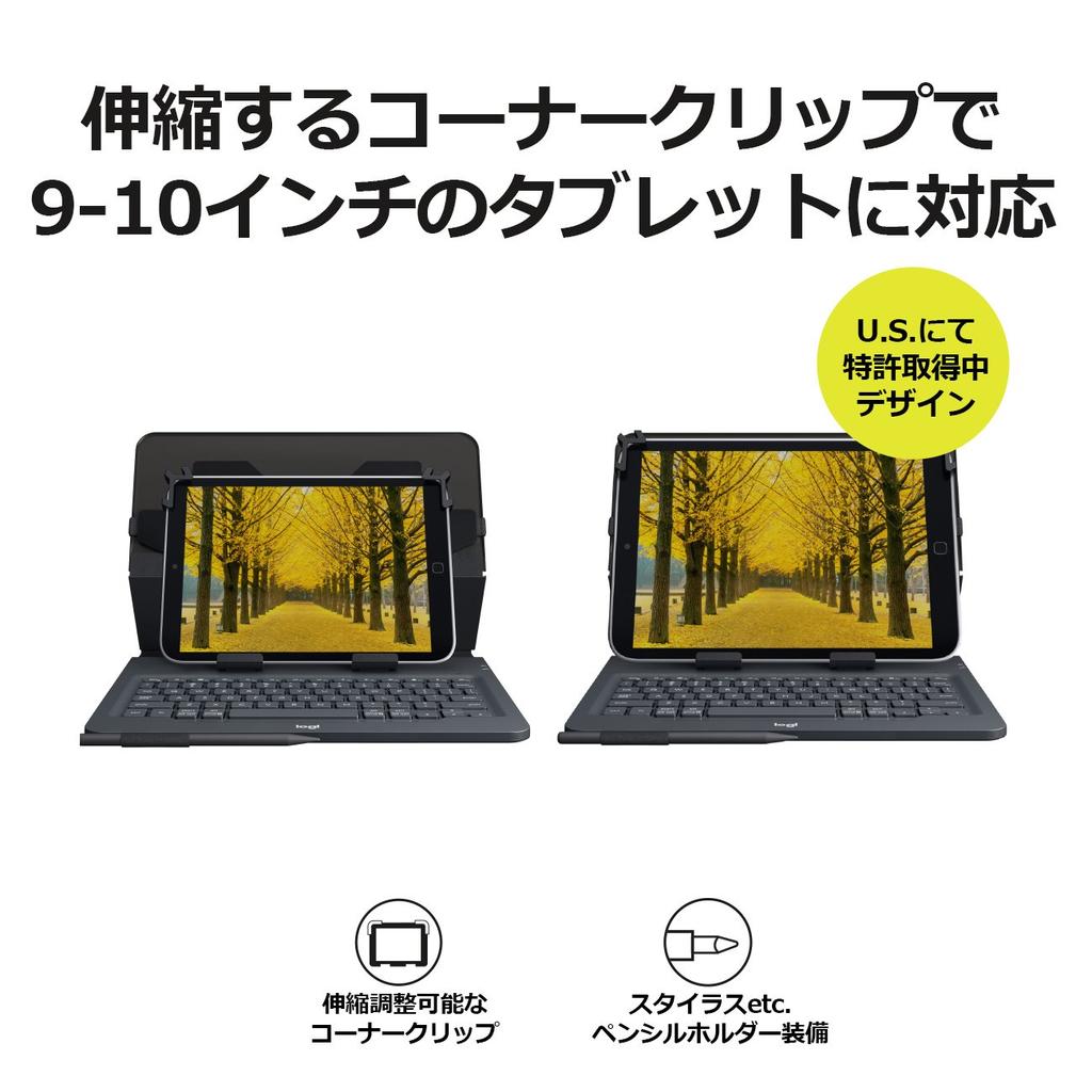 Клавиатура Logitech, совместимая с дюймовыми планшетами uK1050BK, черный чехол для планшета с клавиатурой, совместимый с iOS, ANDROID, ОС WINDOWS, UNIVERSAL FOLIO, 2 года