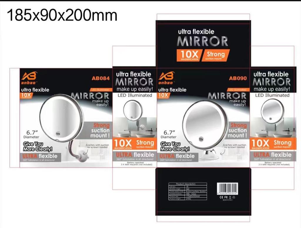 Upgraded 10X Magnifying LED Makeup Mirror with Three-Color Fill Light & USB Touch Switch