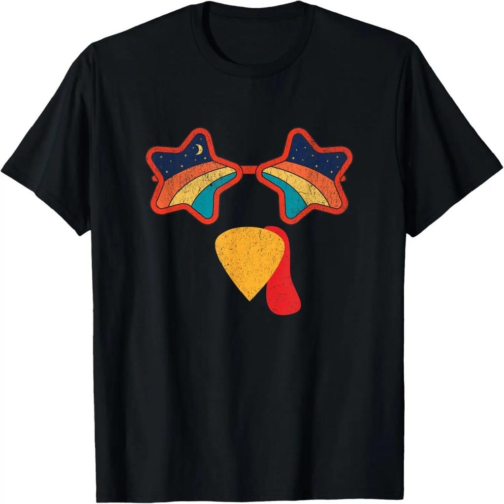 Funny Turkey Face Wearing Retro Vintage Rainbow Sunglasses T-Shirt