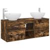 Bathroom Furniture Set 3 Pcs Smoked Oak 129 X 44.5 X 80 Cm