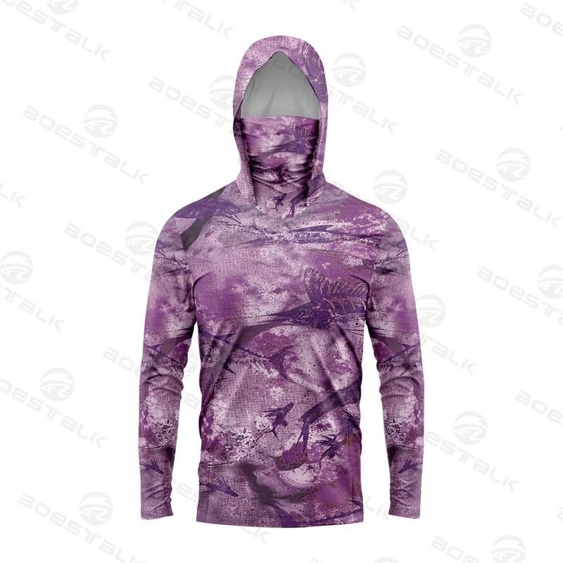 Mens Quick-Dry UV Protection Fishing Hoodie With Face Cover Lightweight Long Sleeve Outdoor Angling Summer Fall