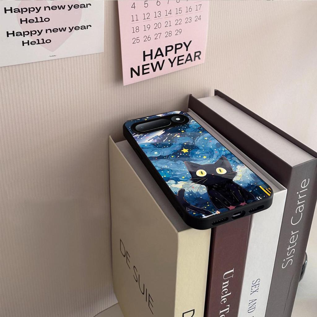 Чехол для TECNO SPARK 50 5G Аниме Черная Кошка Звездное Облако Печать Чехол для Телефона Акриловая Жесткая Задняя Панель С Гибким TPU Краем
