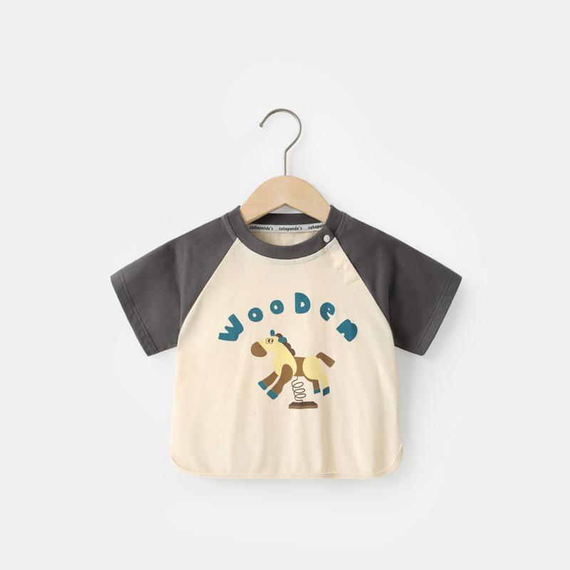 Одежда для малышей, футболки с короткими рукавами для мальчиков, летняя одежда для девочек, летняя хлопковая детская одежда для маленьких девочек, топы