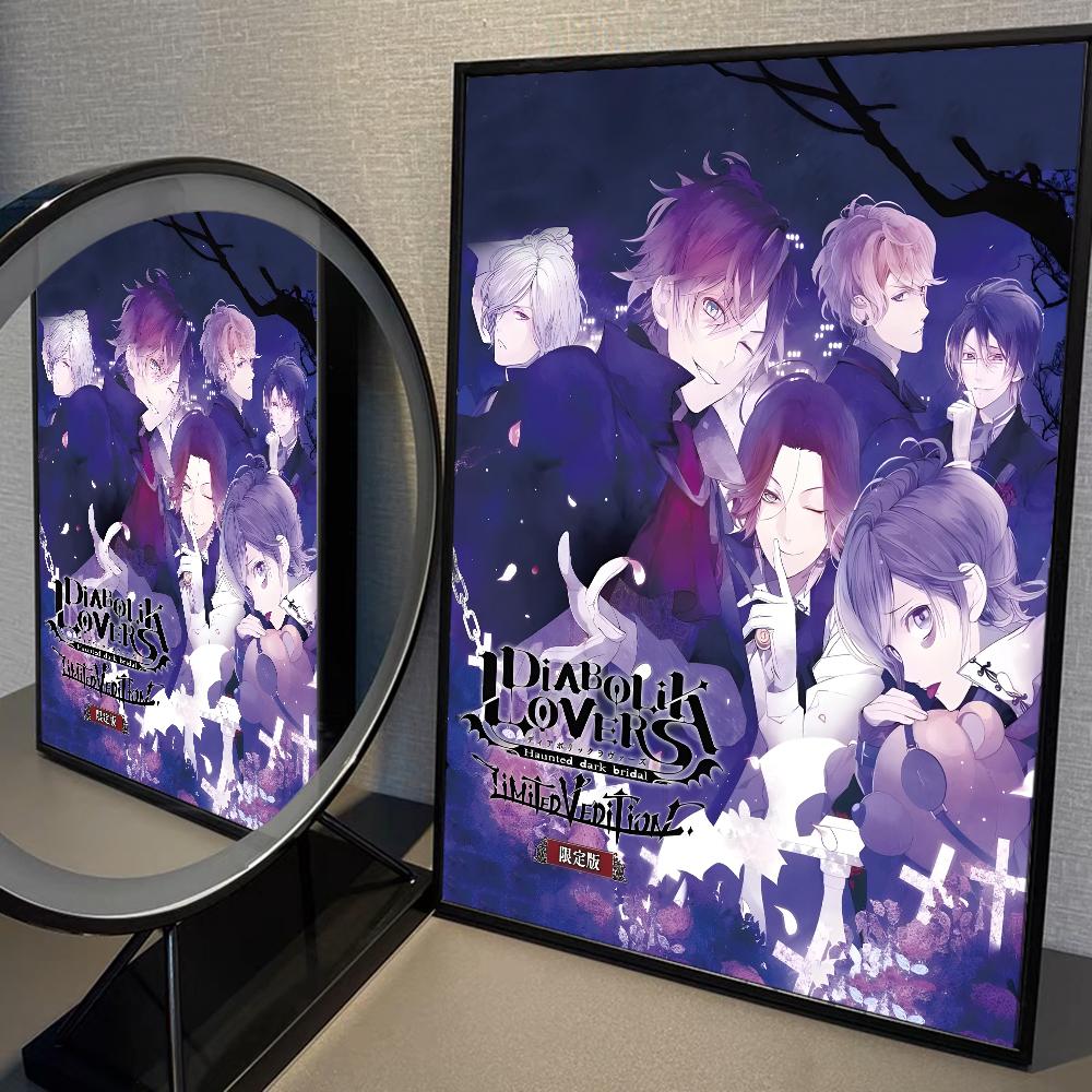 Аниме D-Diabolik Lovers Movie Sticky Posters Retro Kraft Paper Sticker DIY Room Bar Cafe Aesthetic Art Wall Painting