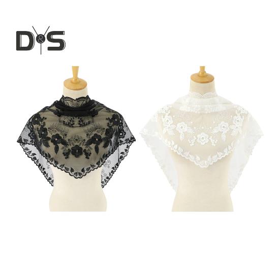 Triangle Scarf Lace Satin Shawl Scarf Hollow Embroidery Flower Pattern Beach Sun Protection Shawl Women Daily Wear