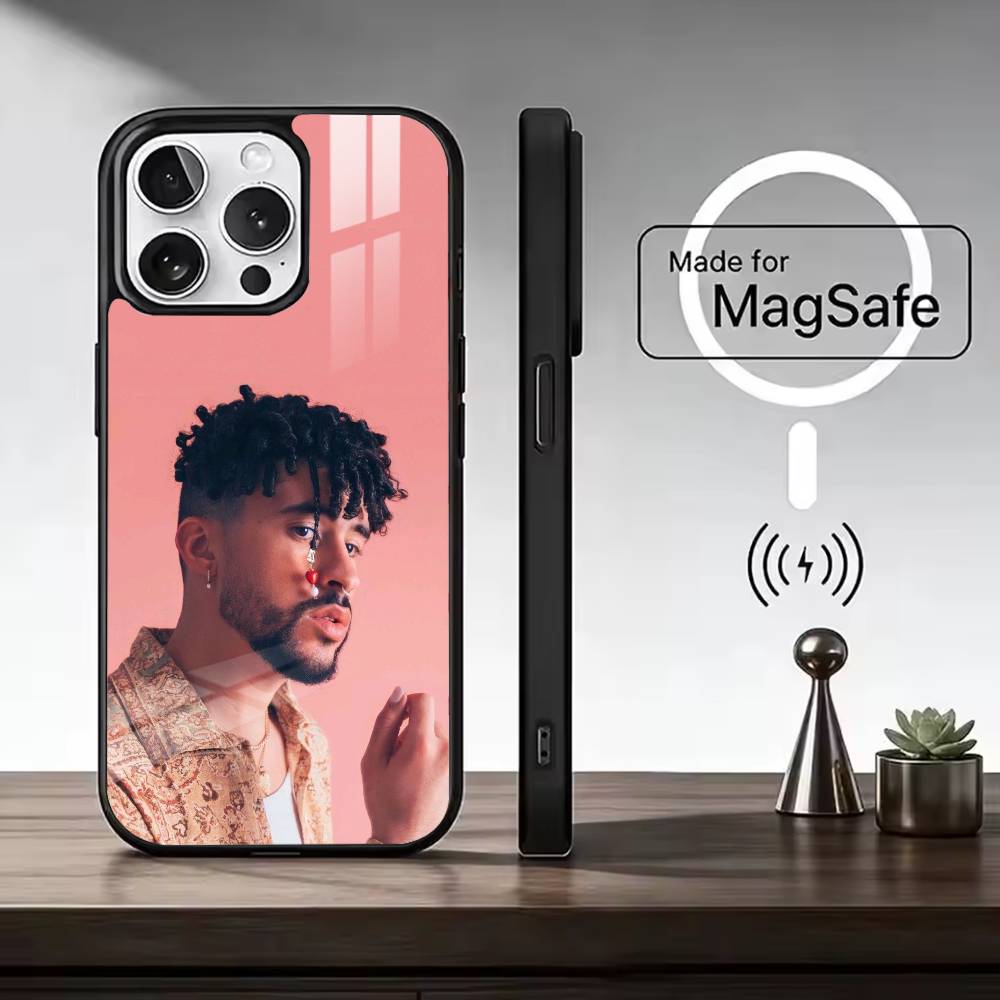 Hot Singer B-Bad Bunny Phone Case For iPhone17,16,15,14,13,12,11 Plus,Pro Max, New Magnetic Wireless Charging
